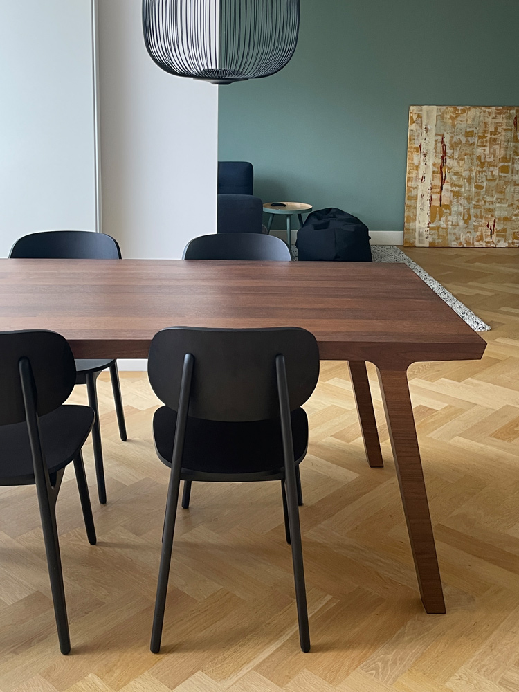 Dining table walnut chairs