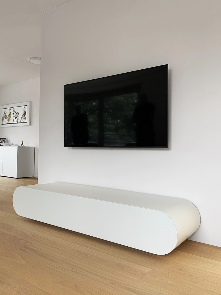 Meuble TV blanc satin