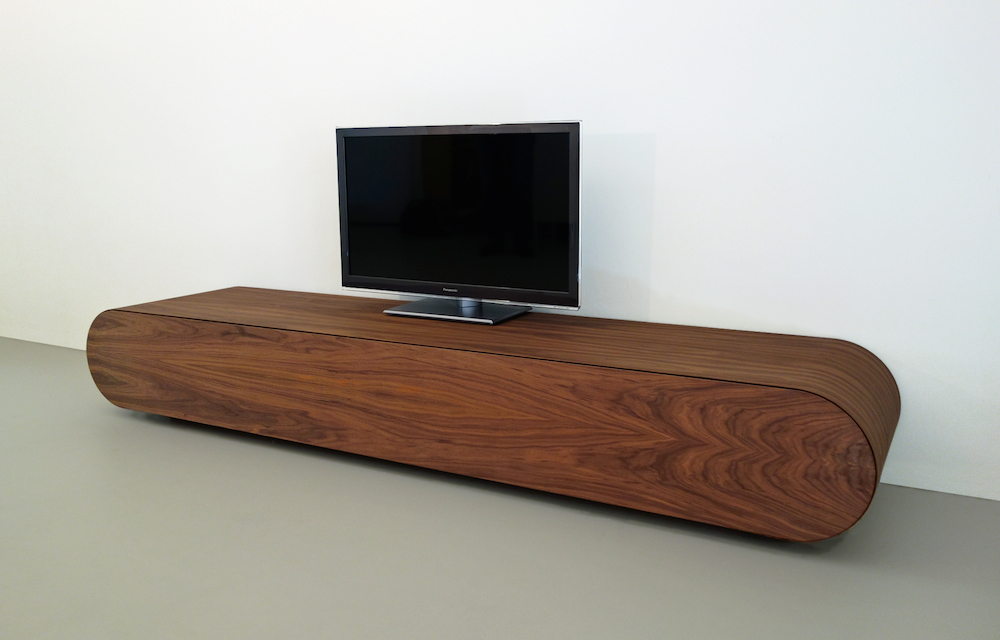 modern media console in walnut