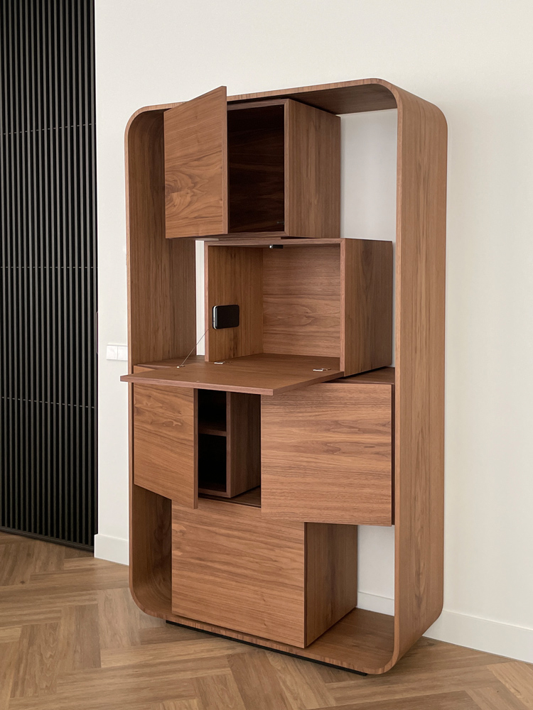 wall unit walnut open