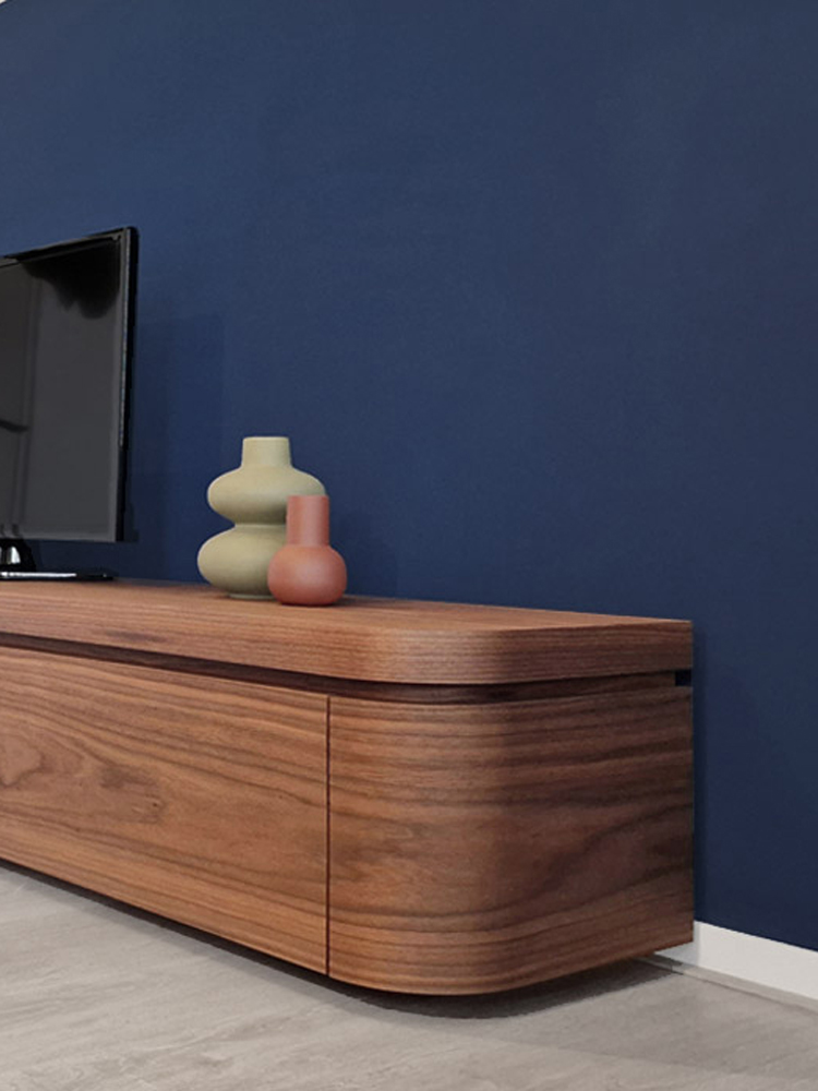 tv lowboard walnut detail